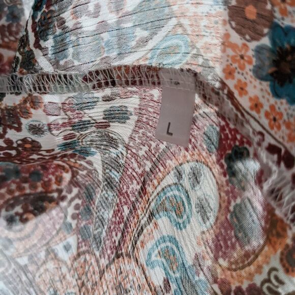 CLOCKHOUSE ruffle collar paisley print blouse Large @X - Picture 3 of 11